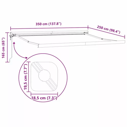 Napernyő Fehér 3,5 x 2,5 m Fém