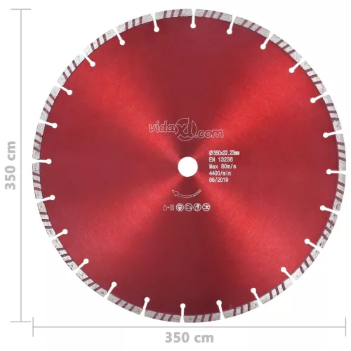 Gyémánt vágókorong turbó acéllal 350 mm