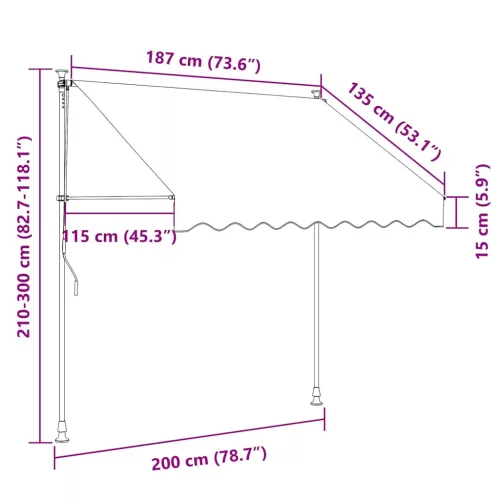 Kézzel feltekerhető antracit napellenző 200 cm
