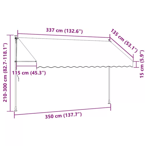 Kézzel feltekerhető antracit napellenző 350 cm