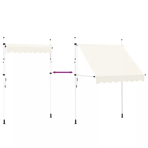 Kézzel feltekerhető krémszínű napellenző 200 cm