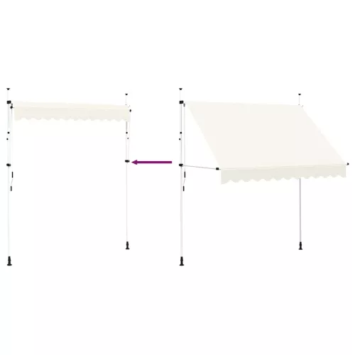 Kézzel feltekerhető krémszínű napellenző 250 cm
