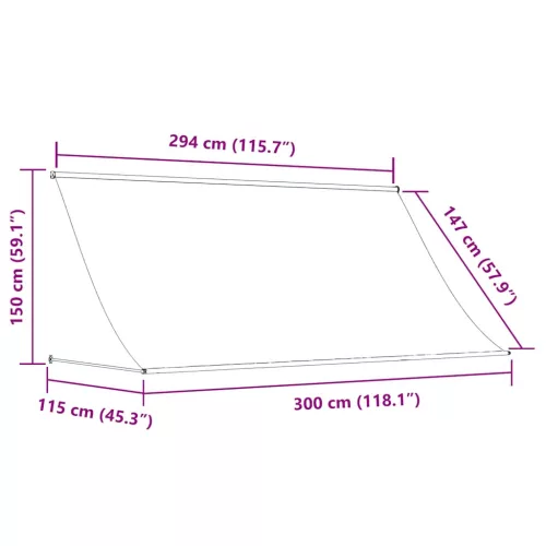 Feltekerhető antracitszürke napellenző 300 x 150 cm