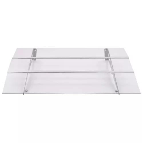 Ezüstszínű és átlátszó polikarbonát ajtó előtető 120 x 90 cm