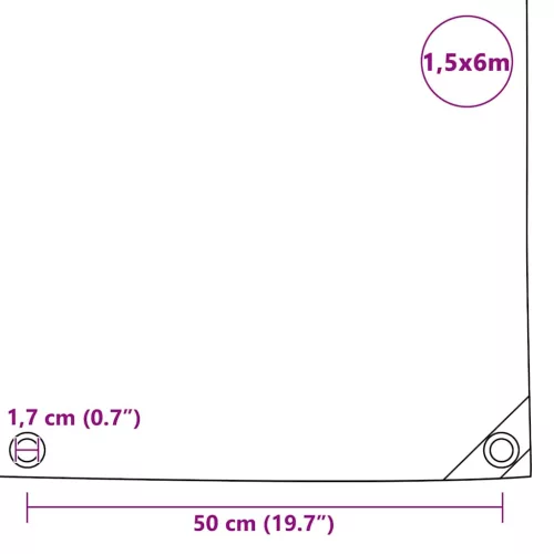 Szürke ponyva 650 g/m² 1,5 x 6 m