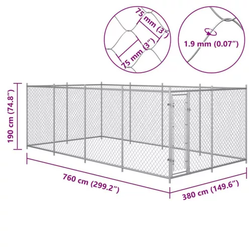 Kültéri kutyakennel 7,6 x 3,8 x 1,9 m