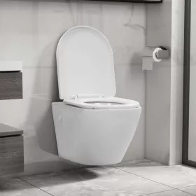 Fehér kerámia perem nélküli fali WC