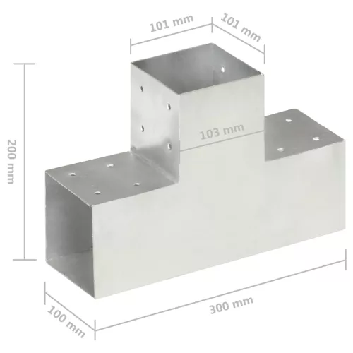 4 darab T alakú horganyzott fém oszloptartó 101 x 101 mm