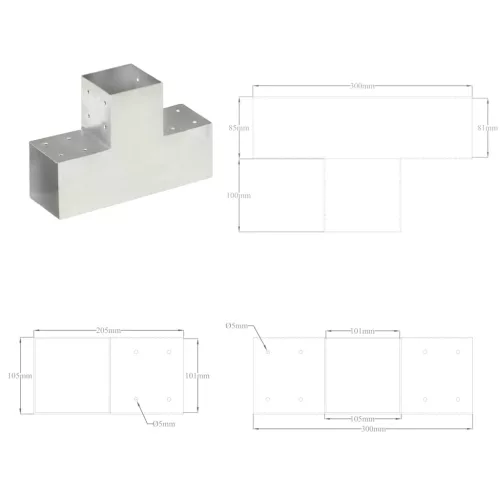 4 darab T alakú horganyzott fém oszloptartó 101 x 101 mm