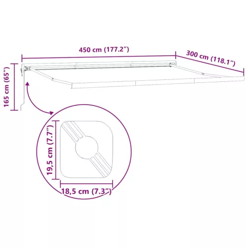 Napernyő Fehér 4,5 × 3 m Fém