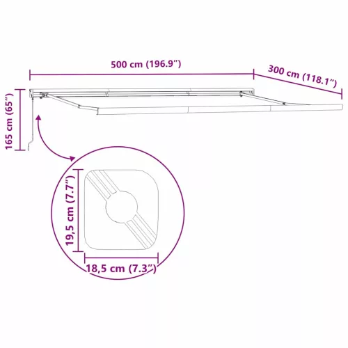 Napernyő Fehér 5 x 3 m Fém