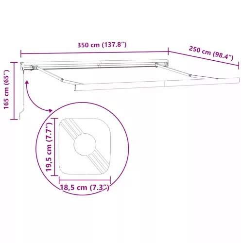 Napernyő Antracit 3,5 x 2,5 m Fém