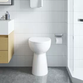   Fehér kerámia perem nélküli WC 7 cm extra magasság Soft Close