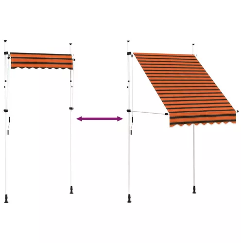 Narancssárga és barna kézzel feltekerhető napellenző 150 cm