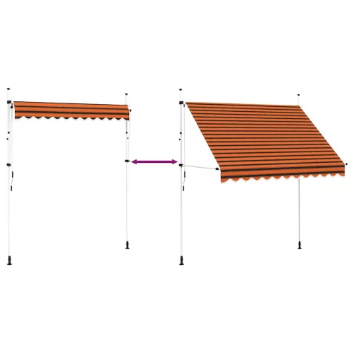 Narancssárga és barna kézzel feltekerhető napellenző 250 cm