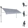 Kék és fehér kézzel kihúzható LED-es napellenző 350 cm