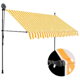   Fehér-narancssárga kézzel kihúzható LED-es napellenző 300 cm