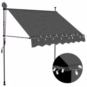   Antracitszürke kézzel feltekerhető LED-es napellenző 100 cm