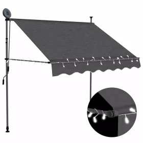   Antracitszürke kézzel kihúzható LED-es napellenző 150 cm