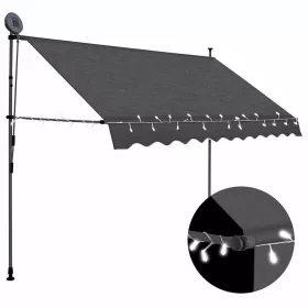   Antracitszürke kézzel kihúzható LED-es napellenző 300 cm