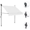 Krémszínű kézzel kihúzható LED-es napellenző 100 cm