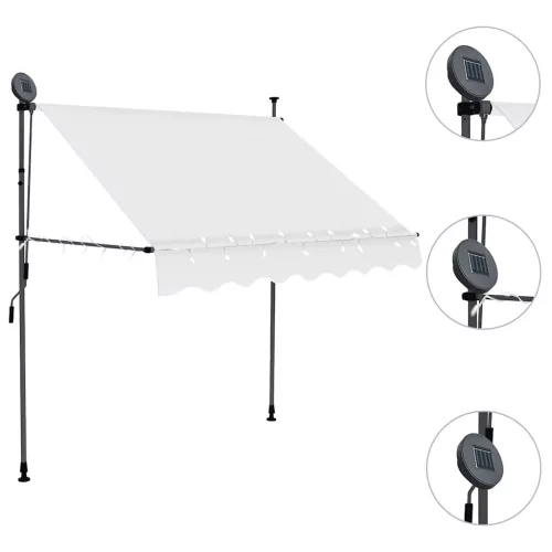 Krémszínű kézzel kihúzható LED-es napellenző 100 cm