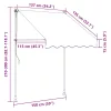 Krémszínű kézzel kihúzható LED-es napellenző 150 cm