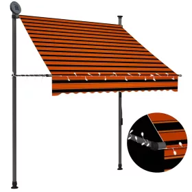   Narancssárga-barna kézzel feltekerhető LED-es napellenző 150 cm