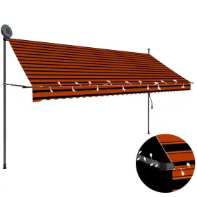   Narancssárga-barna kézzel feltekerhető LED-es napellenző 350 cm
