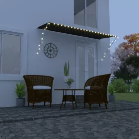   Feltekerhető antracitszürke napellenző LED-del 350 x 150 cm