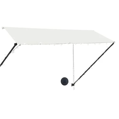 Feltekerhető krémszínű napellenző LED-del 300 x 150 cm