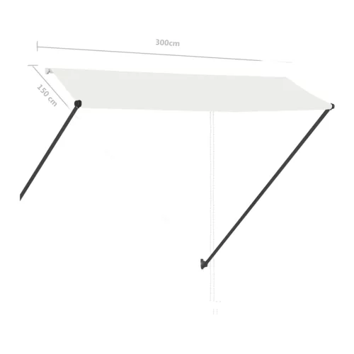 Feltekerhető krémszínű napellenző LED-del 300 x 150 cm