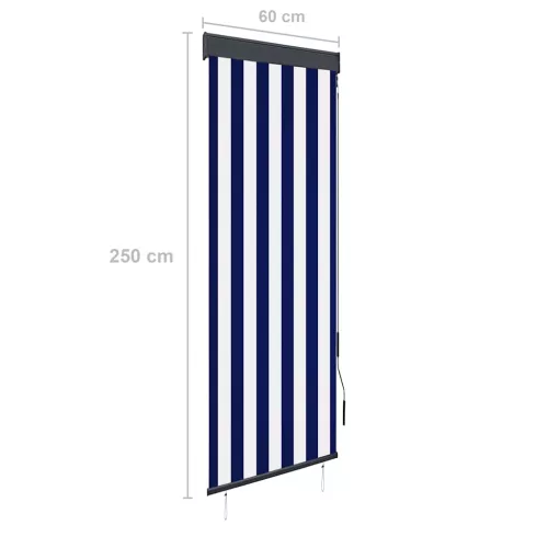 Kék és fehér kültéri roló 60 x 250 cm