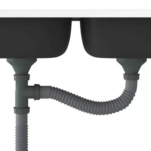Ezüst rozsdamentes acél dupla konyhamosogató 800 x 500 x 155 mm