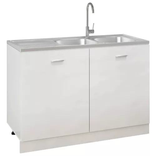 Ezüst rozsdamentes acél dupla konyhamosogató 1200x600x155 mm