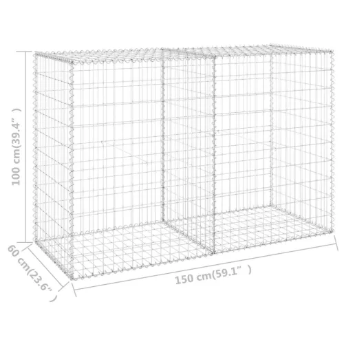 Horganyzott acél gabion fal fedéllel 150 x 60 x 100 cm