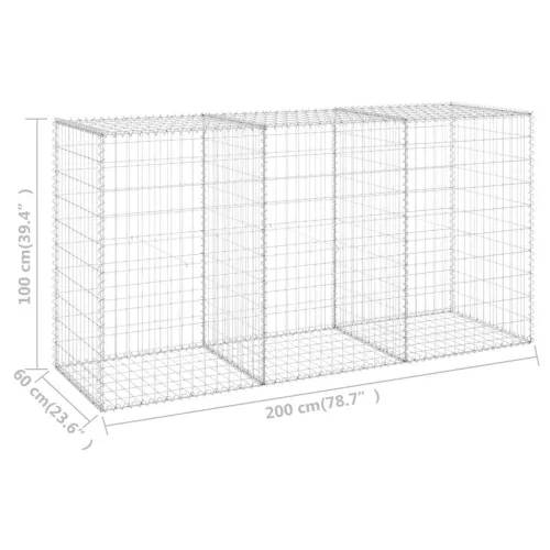Horganyzott acél gabion fal fedéllel 200 x 60 x 100 cm