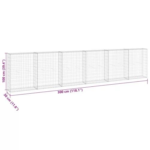Horganyzott acél gabion fal fedéllel 300 x 30 x 100 cm