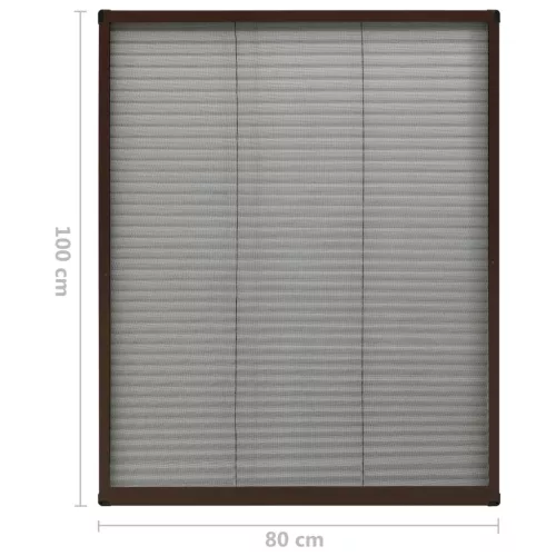 Barna alumínium pliszé ablakszúnyogháló 80 x 100 cm