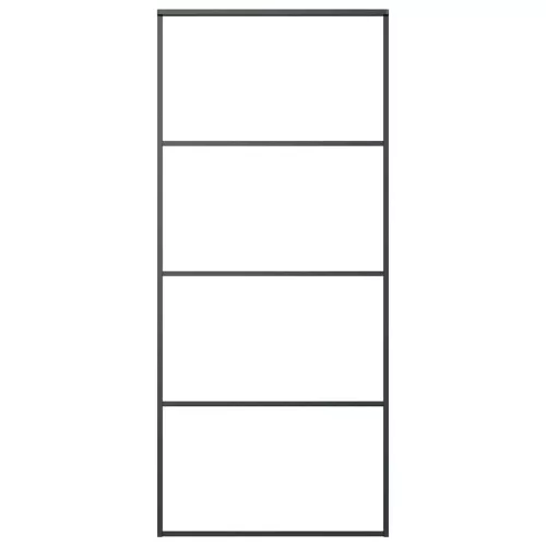 Fekete alumínium és ESG üveg tolóajtó 90 x 205 cm
