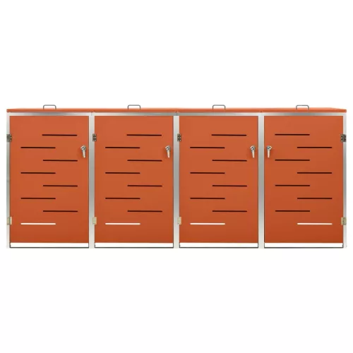 Acéltároló négy gurítható szemeteskukához 276,5x77,5x112,5 cm