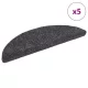 5 db öntapadós lépcsőszőnyeg 56 x 17 x 3 cm sötétszürke félkör alakú
