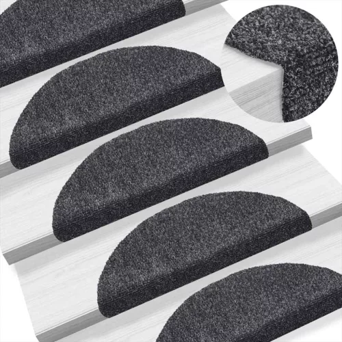 10 db öntapadós lépcsőszőnyeg 56 x 17 x 3 cm sötétszürke félkör alakú