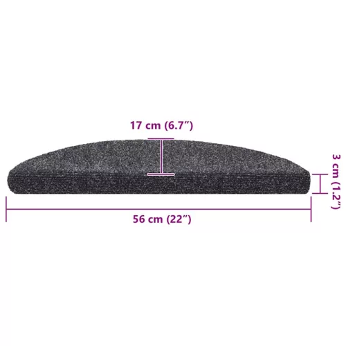 10 db öntapadós lépcsőszőnyeg 56 x 17 x 3 cm sötétszürke félkör alakú