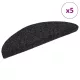 5 db öntapadós lépcsőszőnyeg 56 x 17 x 3 cm fekete félkör alakú