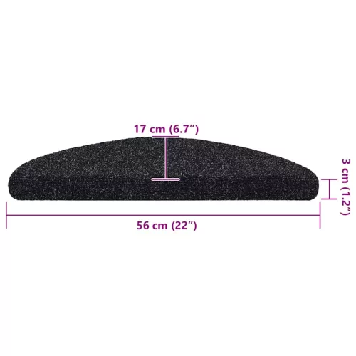 5 db öntapadós lépcsőszőnyeg 56 x 17 x 3 cm fekete félkör alakú
