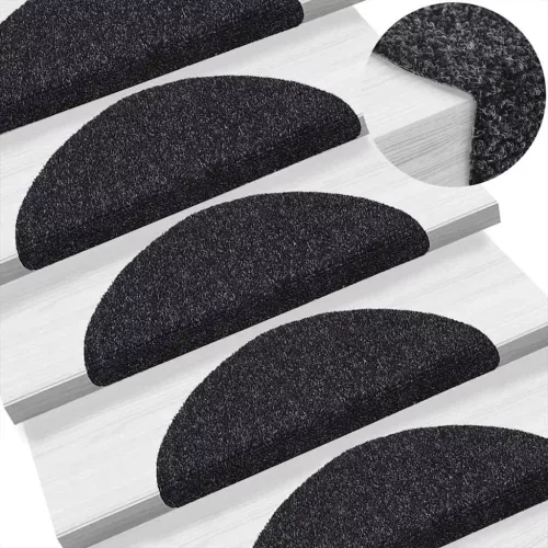 10 db öntapadós lépcsőszőnyeg 56 x 17 x 3 cm fekete félkör alakú