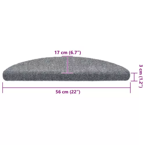 5 db öntapadós lépcsőszőnyeg 56 x 17 x 3 cm világosszürke félkör alakú