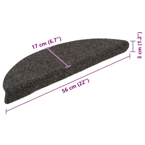 10 db öntapadós lépcsőszőnyeg 56 x 17 x 3 cm antracit félkör alakú