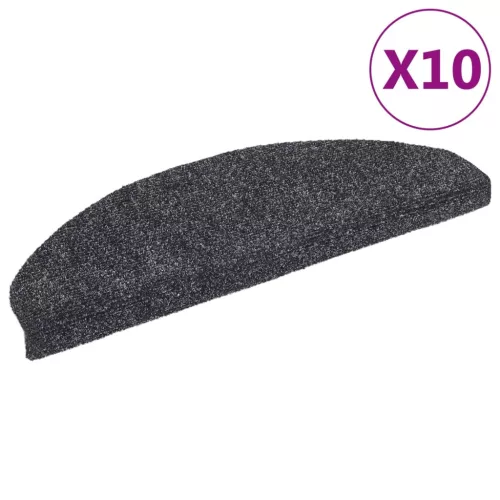10 db öntapadós lépcsőszőnyeg, 65 x 21 x 4 cm, sötétszürke, nagy félkör alakú